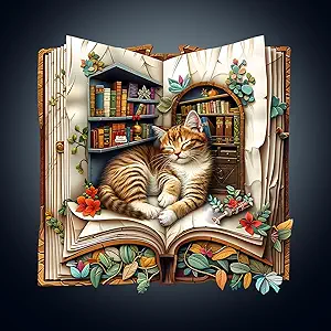 Cat in The Book Wooden Jigsaw Puzzle for Adults