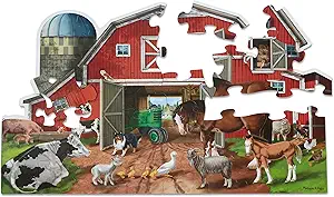 Melissa & Doug Busy Barn Shaped Jumbo Floor Puzzle 32 Pc