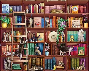 White Mountain 1000 Piece Jigsaw Puzzle Library Playground - Fun Cat Books