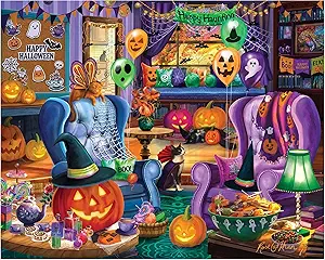 White Mountain 1000 Piece Jigsaw Puzzle Halloween Library