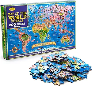 MOTYAWN 200 Pieces World Map Puzzle