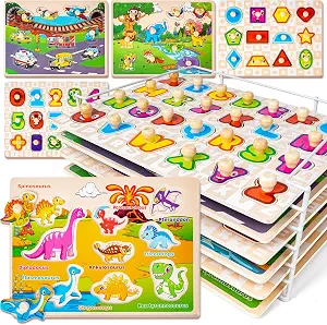 SYNARRY Wooden Puzzles for Toddlers 6XSET