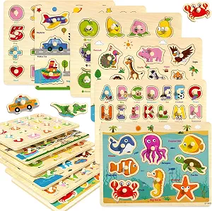 edutree 6 Pack Educational Peg Puzzles Montessori Toys