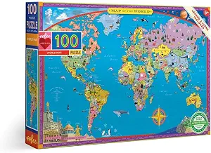 eeBoo World Map Children's Puzzle Geography Themed