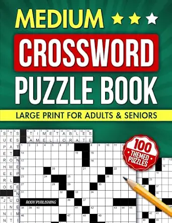 Rody Publishing Medium Crossword Puzzle Book with 100 Themed Puzzles