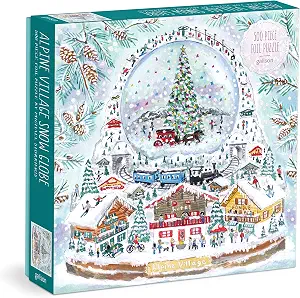 Galison - Alpine Village Snow Globe 500 Piece Puzzle with Foil
