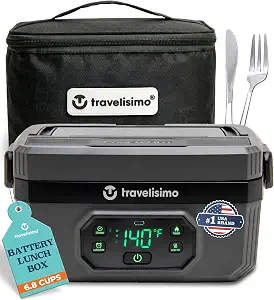 TRAVELISIMO Heated Lunch Box Cordless XL (6.8 Cups)